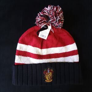 Gryffindor Harry Potter Red Winter Embroidered Striped pom pom Beanie Knit Hat